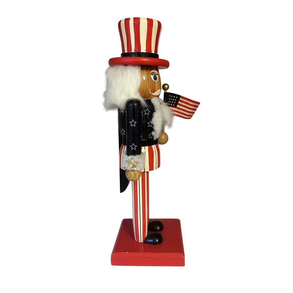 Nutcracker Patriotic Uncle Sam Nutcracker Wood 2009 15" Tall Missing Nose - Picture 5 of 7